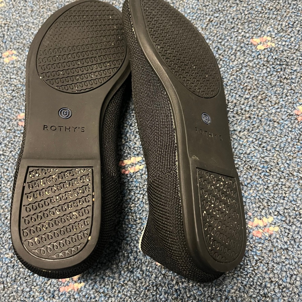 Rothys The Flat Black Solid Rounded Toe Knit Ball… - image 8